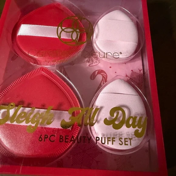 Beauty puff set make up application 6 piece beauty puff set new 6 pcs pink/red - Picture 2 of 3